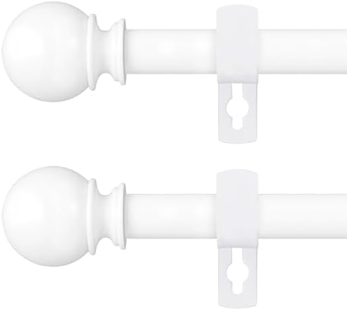 Poskena 58 Stainless Steel Adjustable White Curtain Rods 28-48 Inch