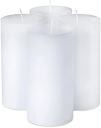 SPAAS Rustic White Pillar Candles Set of 4