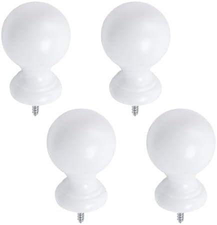 T Tulead White Wooden Curtain Rod Finials Pack of 4