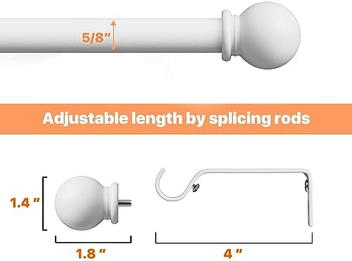 Matte White Curtain Rod Set 2 Pack 28-48 Inch