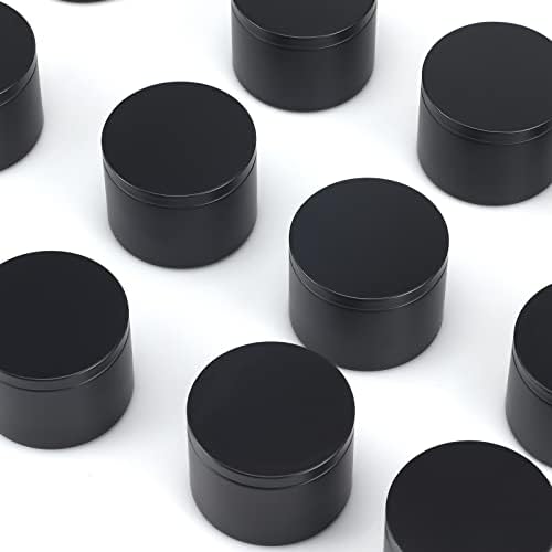 48 Piece 4 Oz Black Candle Tins with Lids