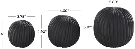 Deco 79 Black Teak Wood Decorative Orbs Set of 3