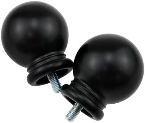 Black Plastic Curtain Rod Finial 2PCS