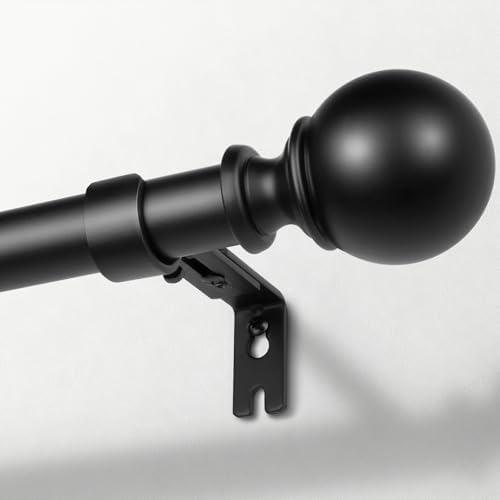 Zeerobee 1 Inch Heavy Duty Black Curtain Rods 66-120