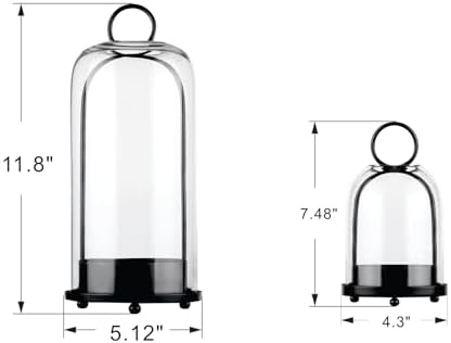 5 4 Wide Metal Candle Holder with Black Glass Dome