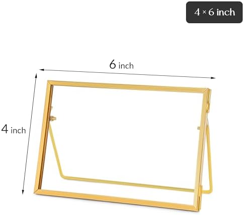 Glass Pressed Flower Frame Handmade with Brass Edges