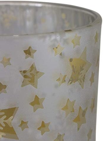 5 Inch Matte Silver Gold Stars and Snowflakes Candle Holder