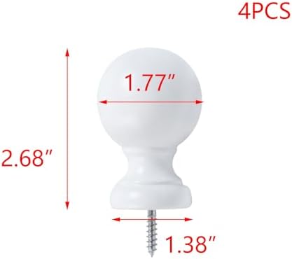 T Tulead White Wooden Curtain Rod Finials Pack of 4