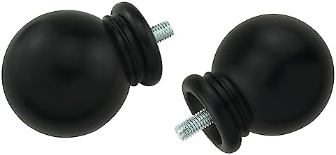 Round Curtain Rod Finials 2PCS Black Plastic Ends