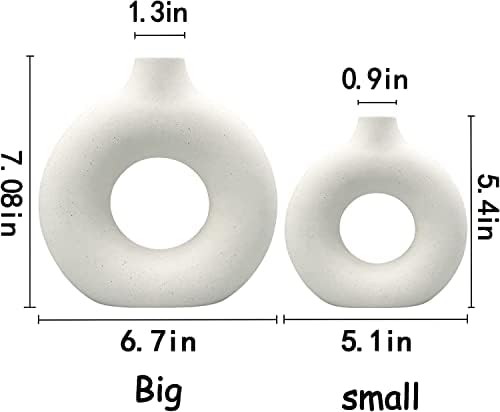 White Ceramic Vases 2 Pack Modern Home Decor