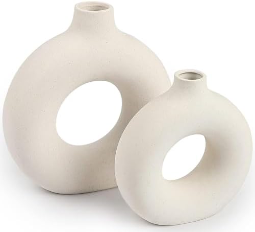 QLOFEI Ceramic Vases Set of 2 Modern Boho Style