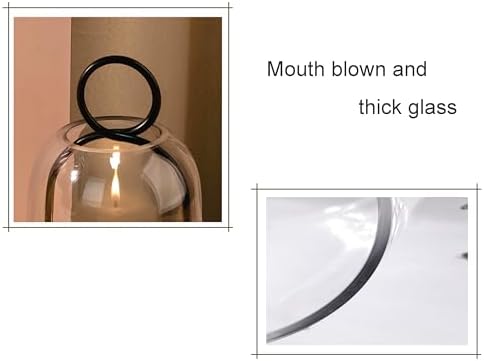5 4 Wide Metal Candle Holder with Black Glass Dome