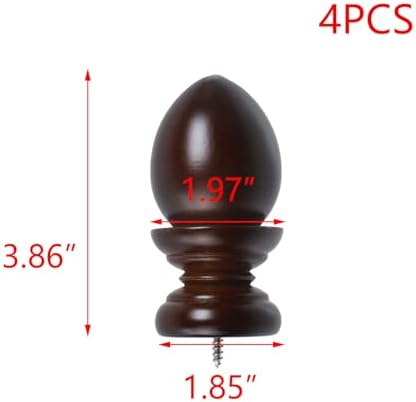 T Tulead Wooden Curtain Rod Finials Brown 4PCS