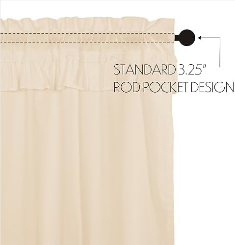 VHC Brands Muslin Ruffled Natural Tan Prairie Panels Set of 2