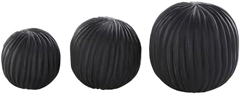 Deco 79 Black Teak Wood Decorative Orbs Set of 3
