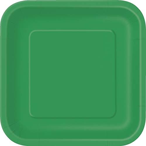 Emerald Green Solid Square Dessert Plates 7 Pack of 16