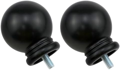 Black Plastic Curtain Rod Finial 2PCS