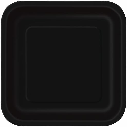 Unique Party Black Square Disposable Paper Plates 7 16 Pack