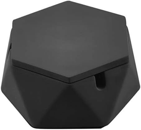 FREELOVE Concrete Ashtray with Lid and Stainless Steel Liner Dark Grey Small