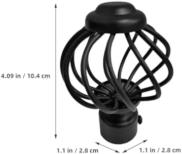 MAGICLULU 2pcs Round Curtain Rod Finials Black