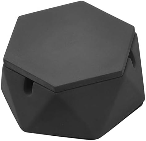 FREELOVE Concrete Ashtray with Lid and Stainless Steel Liner Dark Grey Small