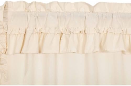 VHC Brands Muslin Ruffled Natural Tan Prairie Panels Set of 2