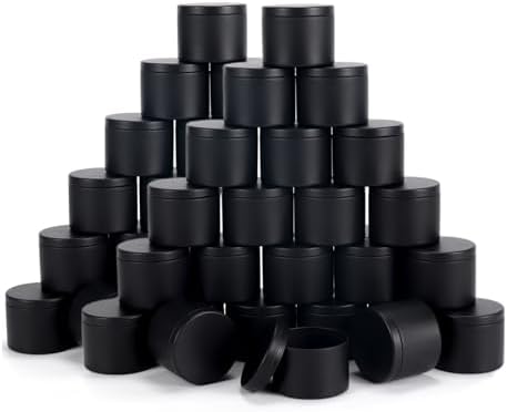 48 Piece 4 Oz Black Candle Tins with Lids