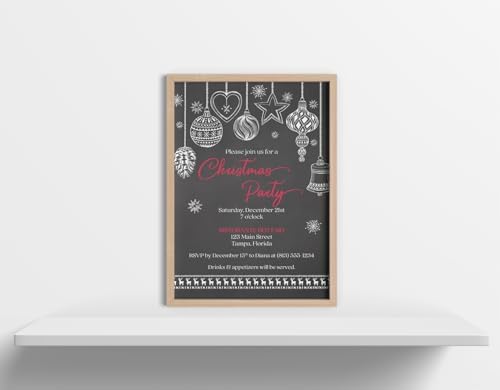 Holiday Party Invitations Christmas Ornament Printed Cards 12 Count