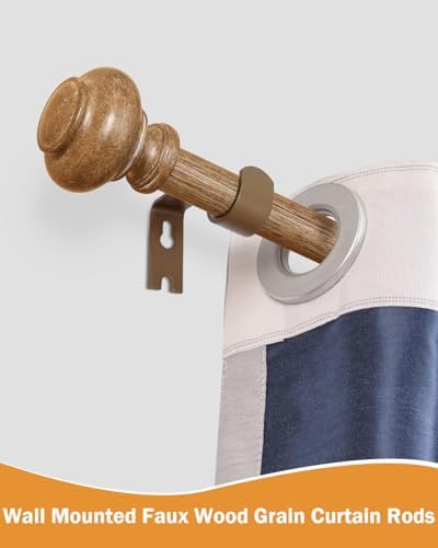 Heavy Duty Wood Look Curtain Rods 48-84 Inch