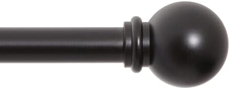 Kenney Chelsea Ball End Window Curtain Rod Black 48-86 Inch Adjustable