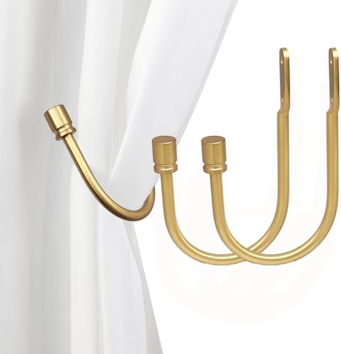 2 PCS Dark Gold Metal Curtain Holdbacks with Hooks and Finials