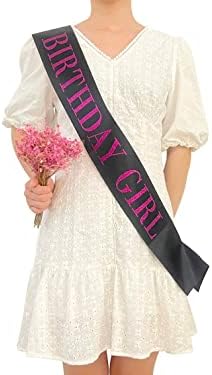 Birthday Sash for Women with Pink Glitter Letters