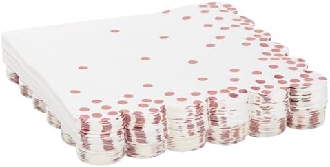 50 Pack Scalloped White Rose Gold Napkins for Events