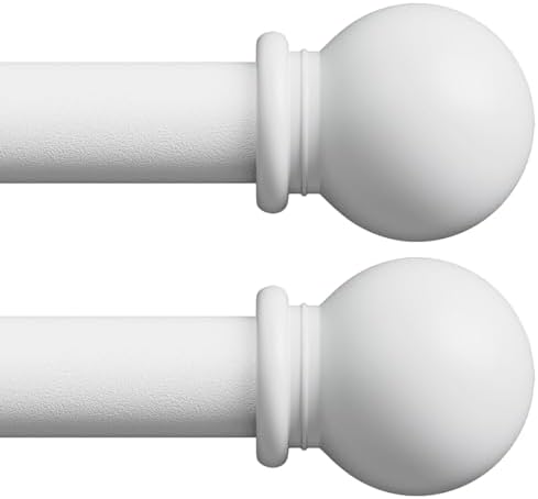 Matte White Curtain Rod Set 2 Pack 28-48 Inch