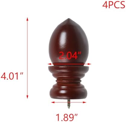 T Tulead Red Brown Finials for Curtain Rods Pack of 4