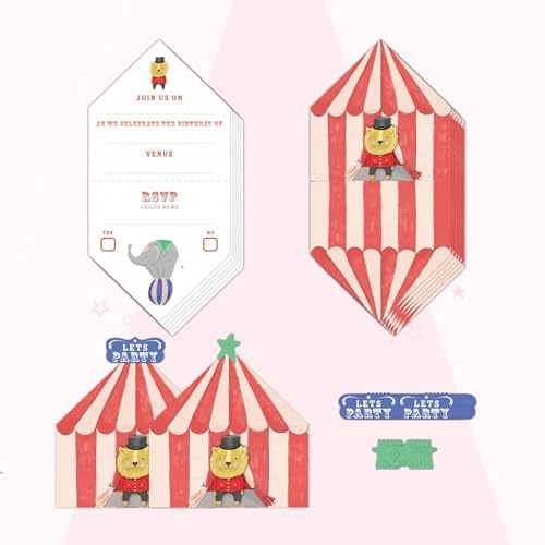 Cheerland Circus Themed Birthday Invitations with Stickers
