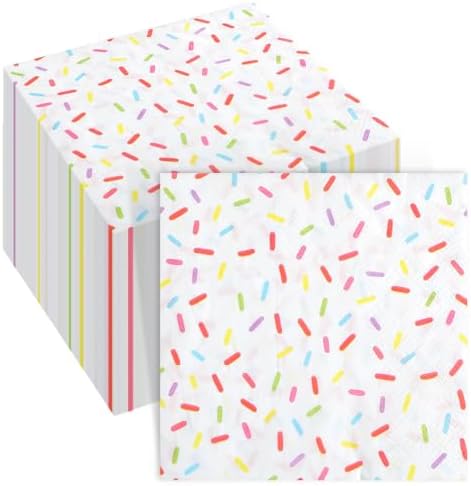 Crtiin 150 Pcs White Donut Sprinkles Napkins 2 Ply