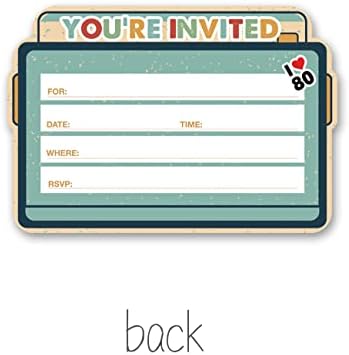 80s Birthday Party Invitations with Envelopes 20 Set