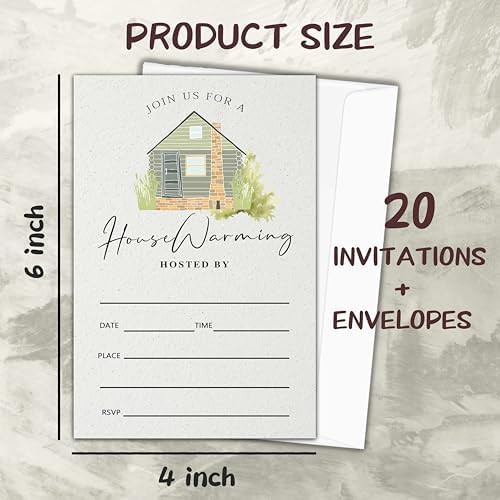 20 Piece Modern Home Invitation Cards with Envelopes