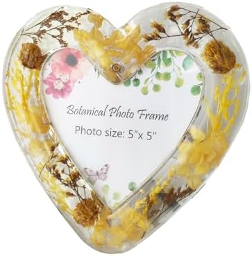 5x5 Inch Acrylic Photo Frame with Heart Shaped Vase Design