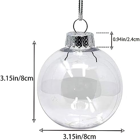 10 Pack Clear Plastic Decorative Balls with Silver Rope