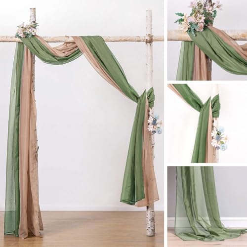 MIULEE Sheer Window Scarf Valance Extra Long Panel Sage Green