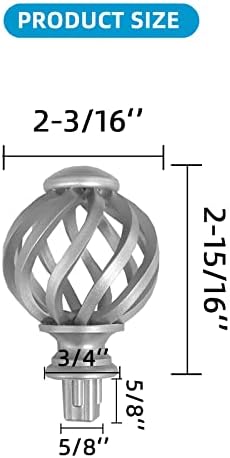 4 Pcs Spiral Cage Curtain Rod Finials for 58 Inch Rod