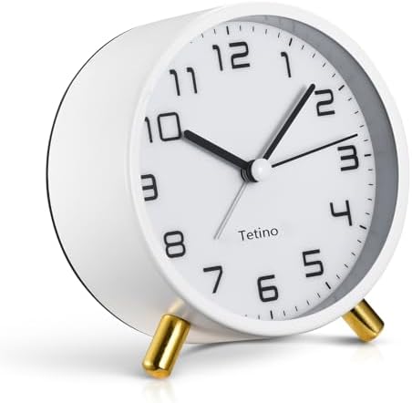 Tetino Analog Alarm Clock with Night Light White