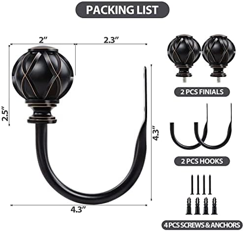 KAMANINA Decorative Curtain Holdbacks Black 2 Pack