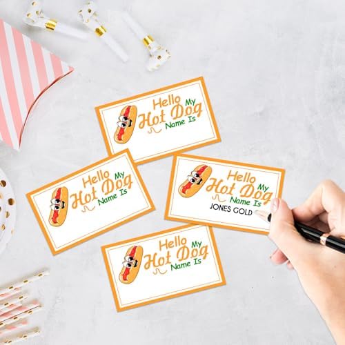Funny Hot Dog Name Game Cards Set for Birthday Parties