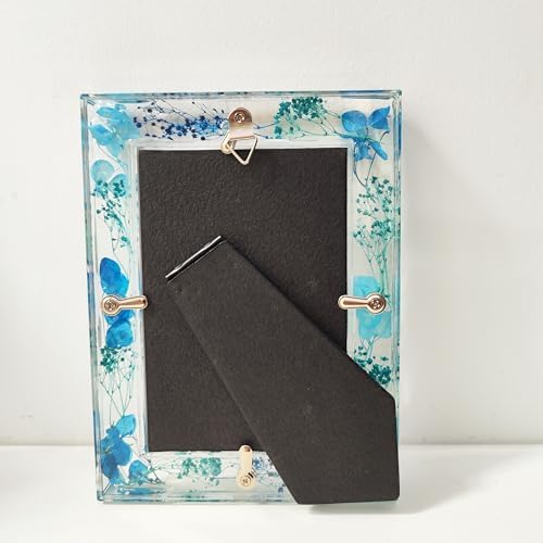 Botanical Picture Frame with Dried Flowers in Blue 5x7 Inch