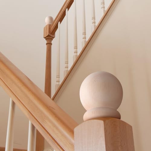 2 Pack 25 Inch Round Wooden Curtain Rod Finials with Screw