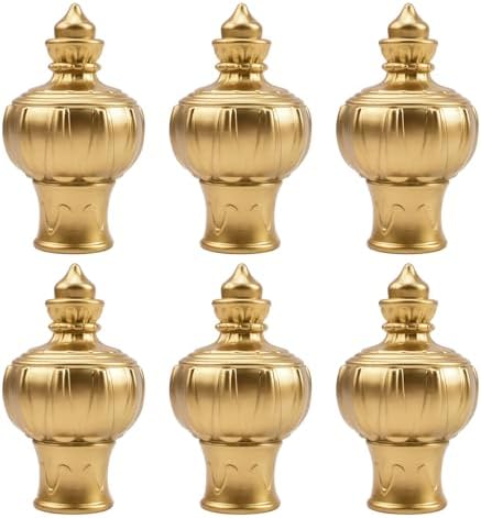 Curtain Finials 6Pcs Gold Plastic Decorative Window Rod Ends