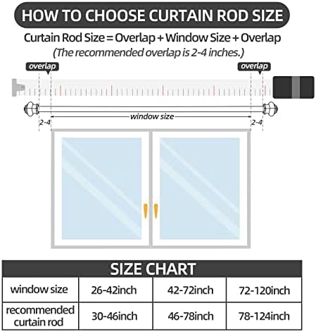 Thestoa 58 Black Curtain Rods 2 Pack Heavy Duty